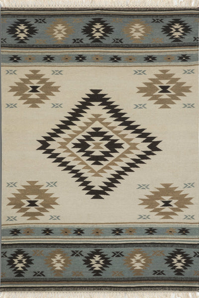 MULTICOLOR BEIGE AZTEC KILIM HAND WOVEN DHURRIE