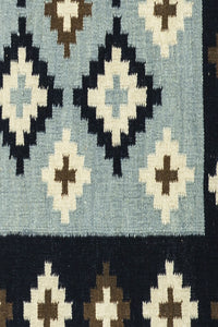 MULTICOLOR BLUE AZTEC HAND WOVEN KILIM DHURRIE by Imperial Knots - Image 3