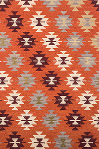 ORANGE AZTEC HAND WOVEN KILIM DHURRIE by Imperial Knots - Image 3
