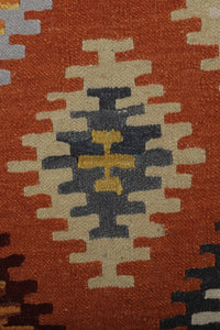 ORANGE AZTEC HAND WOVEN KILIM DHURRIE by Imperial Knots - Image 3