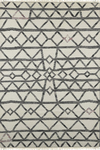 IVORY CHARCOAL TRIBAL HAND WOVEN DHURRIE by Imperial Knots - Image 1