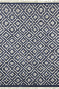BLUE DIAMOND HAND WOVEN DHURRIE by Imperial Knots - Image 1