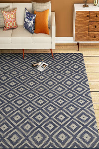 BLUE DIAMOND HAND WOVEN DHURRIE by Imperial Knots - Image 2