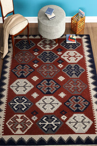RED AZTEC HAND WOVEN KILIM DHURRIE by Imperial Knots - Image 2