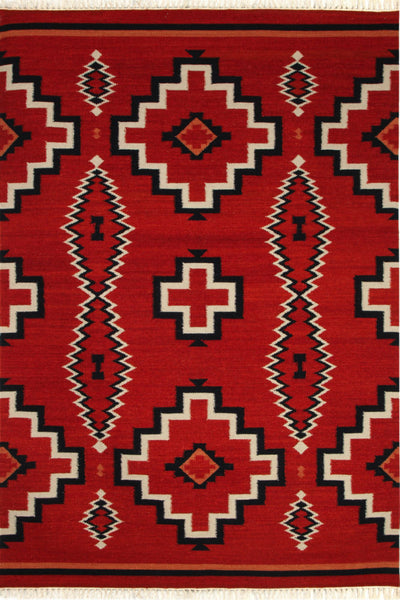 RED BLACK AZTEC HAND WOVEN KILIM DHURRIE
