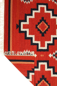RED BLACK AZTEC HAND WOVEN KILIM DHURRIE by Imperial Knots - Image 4