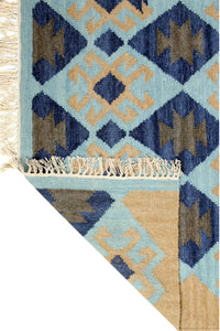 MULTICOLOR BLUE AZTEC HAND WOVEN KILIM DHURRIE by Imperial Knots - Image 4