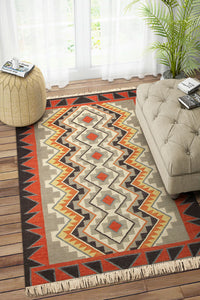 MULTICOLOR RED KILIM HAND WOVEN DHURRIE by Imperial Knots - Image 2