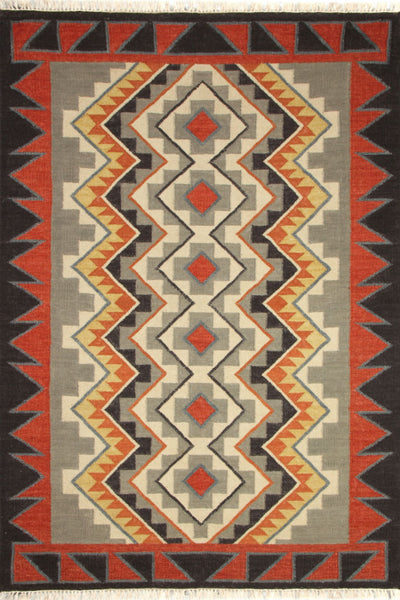MULTICOLOR RED KILIM HAND WOVEN DHURRIE