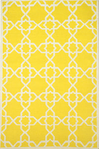 YELLOW IVORY TRELLIS HAND WOVEN DHURRIE by Imperial Knots - Image 1
