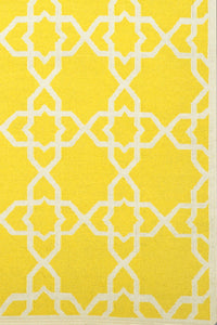YELLOW IVORY TRELLIS HAND WOVEN DHURRIE by Imperial Knots - Image 3