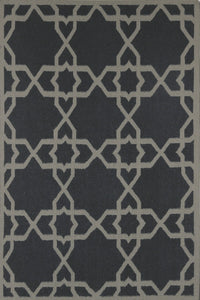 Grey charcoal trellis hand woven dhurrie wool hand-woven rug for bedroom