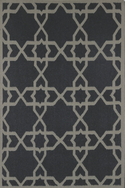 GREY CHARCOAL TRELLIS HAND WOVEN DHURRIE