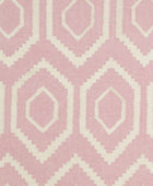 PINK AND IVORY DIAMOND HAND WOVEN DHURRIE