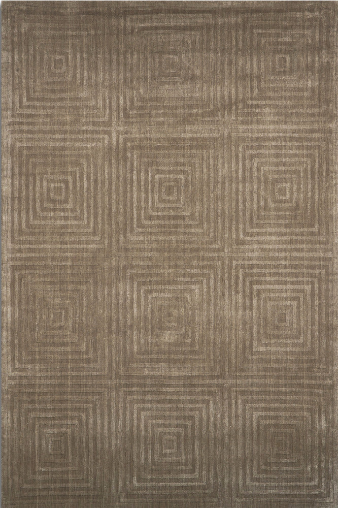 BEIGE GEOMETRIC HAND KNOTTED CARPET