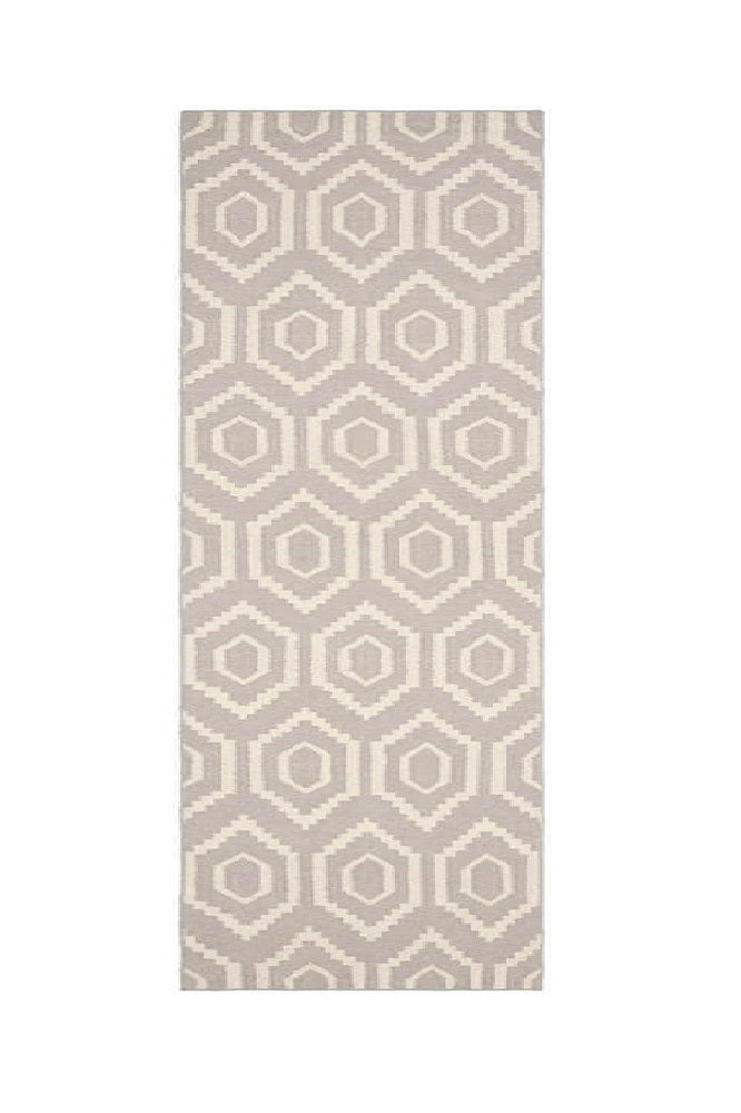 GREY AND IVORY DIAMOND HAND WOVEN DHURRIE