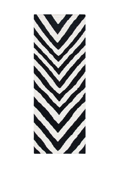 BLACK AND WHITE CHEVRON HAND WOVEN DHURRIE