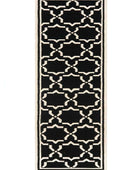 BLACK AND IVORY GEOMETRIC HAND WOVEN DHURRIE by Imperial Knots - Image 1