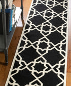 BLACK AND IVORY TRELLIS HAND WOVEN DHURRIE