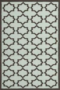 BLUE AND BLACK GEOMETRIC HAND WOVEN DHURRIE by Imperial Knots - Image 1