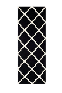 BLACK AND WHITE TRELLIS HAND WOVEN DHURRIE by Imperial Knots - Image 1