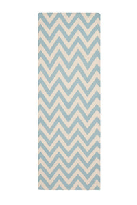 BLUE AND IVORY CHEVRON HAND WOVEN DHURRIE by Imperial Knots - Image 1