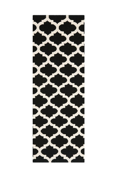 BLACK AND WHITE MOROCCAN HAND WOVEN DHURRIE