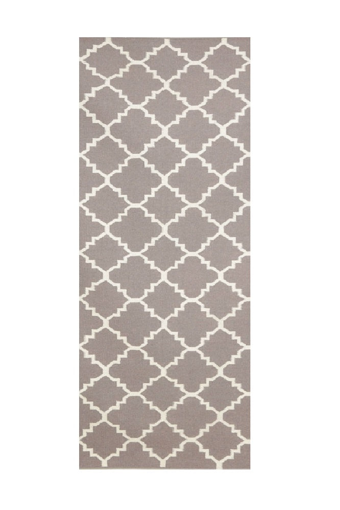 SLATE GREY AND IVORY MOROCCAN HAND WOVEN DHURRIE