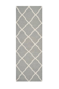 GREY AND WHITE MOROCCAN HAND WOVEN DHURRIE by Imperial Knots - Image 1