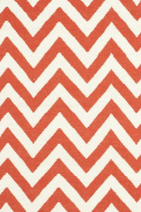 RED AND WHITE CHEVRON HAND WOVEN DHURRIE by Imperial Knots - Image 2