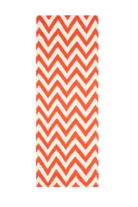 RED AND WHITE CHEVRON HAND WOVEN DHURRIE by Imperial Knots - Image 1