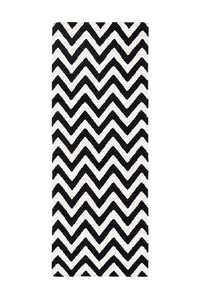 BLACK AND IVORY CHEVRON HAND WOVEN DHURRIE by Imperial Knots - Image 1