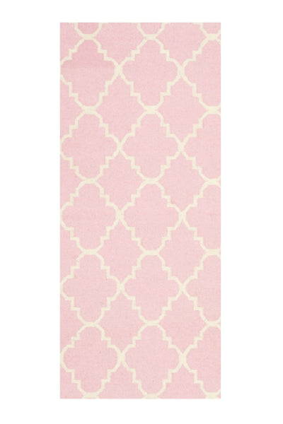 PINK AND IVORY MOROCCAN HAND WOVEN DHURRIE