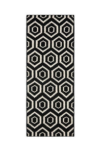 BLACK AND IVORY DIAMOND HAND WOVEN DHURRIE by Imperial Knots - Image 1