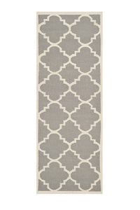 GREY AND WHITE MOROCCAN HAND WOVEN DHURRIE by Imperial Knots - Image 1