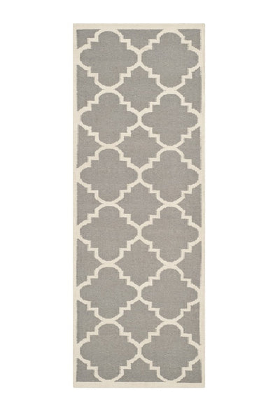 GREY AND WHITE MOROCCAN HAND WOVEN DHURRIE