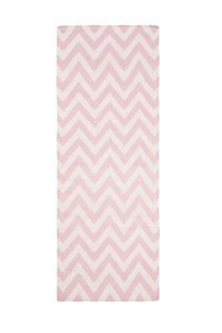 PINK IVORY CHEVRON HAND WOVEN DHURRIE by Imperial Knots - Image 1