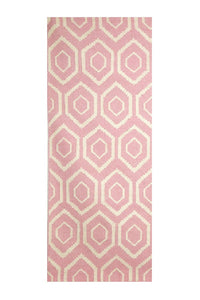 PINK AND IVORY DIAMOND HAND WOVEN DHURRIE by Imperial Knots - Image 1