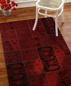 RED PATCHWORK HAND TUFTED CARPET