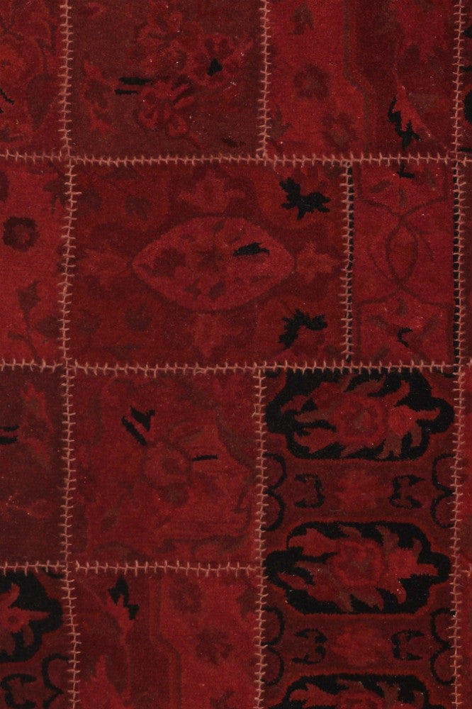 RED PATCHWORK HAND TUFTED CARPET