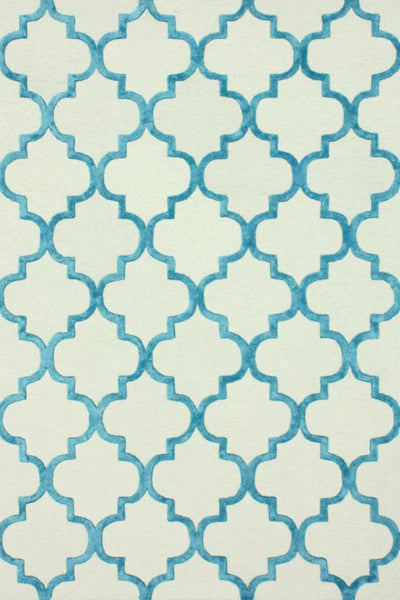 BLUE AND IVORY MOROCCAN HAND TUFTED CARPET