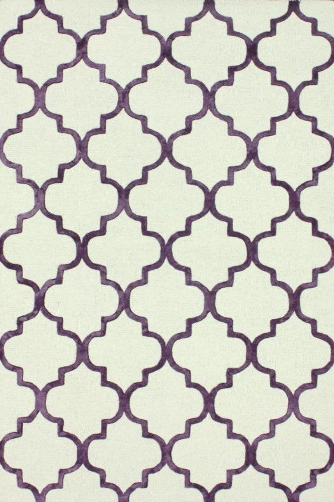 PURPLE AND IVORY MOROCCAN HAND TUFTED CARPET