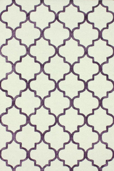 PURPLE AND IVORY MOROCCAN HAND TUFTED CARPET