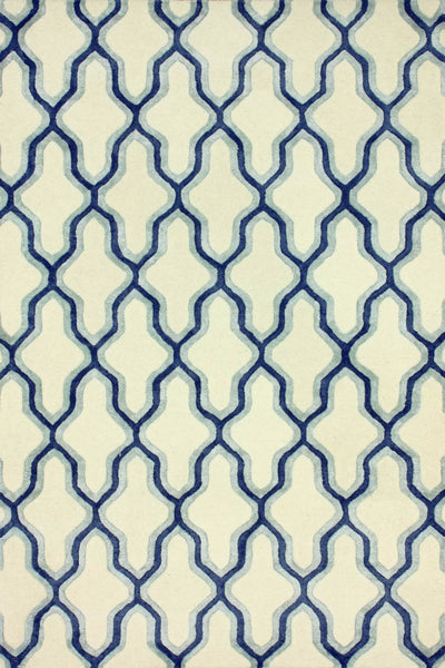 BLUE AND IVORY GEOMETRIC HAND TUFTED CARPET