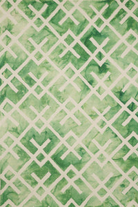 GREEN DIP DYED LINKS HAND TUFTED CARPET by Imperial Knots - Image 1