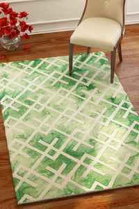 GREEN DIP DYED LINKS HAND TUFTED CARPET by Imperial Knots - Image 2