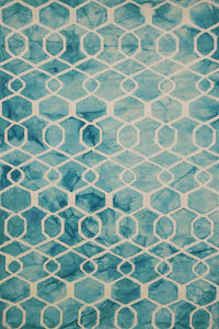BLUE DIP DYED TRELLIS HAND TUFTED CARPET by Imperial Knots - Image 1