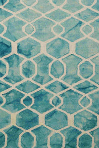 BLUE DIP DYED TRELLIS HAND TUFTED CARPET by Imperial Knots - Image 3
