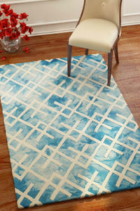 BLUE DIP DYED LINKS HAND TUFTED CARPET by Imperial Knots - Image 2