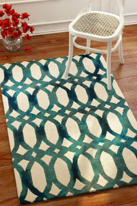 IVORY BLUE DIP DYED LOOPS HAND TUFTED CARPET by Imperial Knots - Image 2